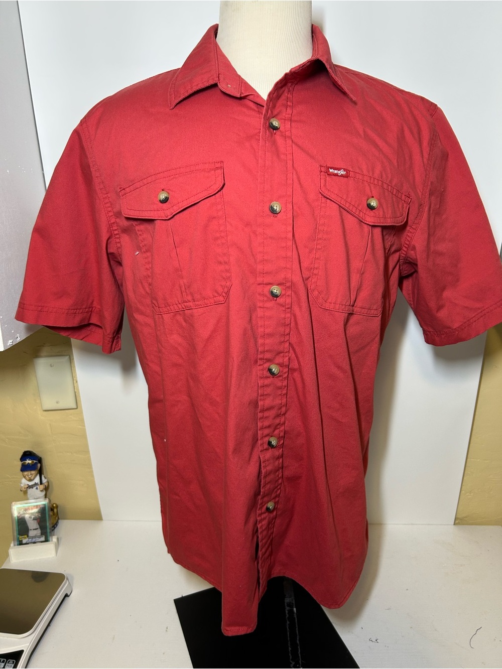 Wrangler Red Short-Sleeve Button Down Work Shirt
